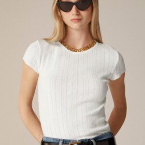 NWT J. Crew Pointelle Short Sleeve Shirt Ivory NWT Size XL Feminine Retro Dainty